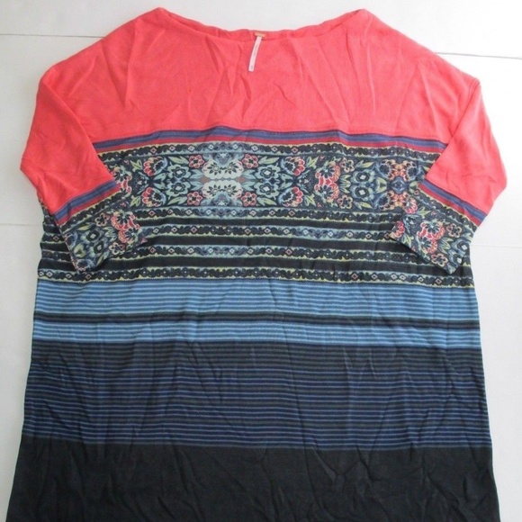 🔵Free People Printed Colorblock T-Shirt Dress - Picture 2 of 3